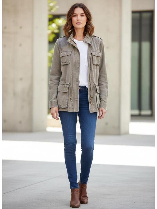 7 For All Mankind Jackets & Blazers - 7 for All Mankind Utility Women's Jacket Button and Zip Closure Mock Neck Small